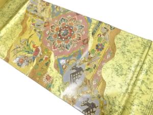 未使用品　金彩螺鈿　華紋に孔雀・鴛鴦・草花模様　袋帯